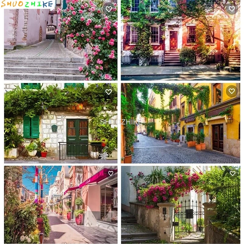 

City Street Natural Scenery Photo Background Street Sky Photography Backdrop Living Room Decor Poster 22712 JD-01