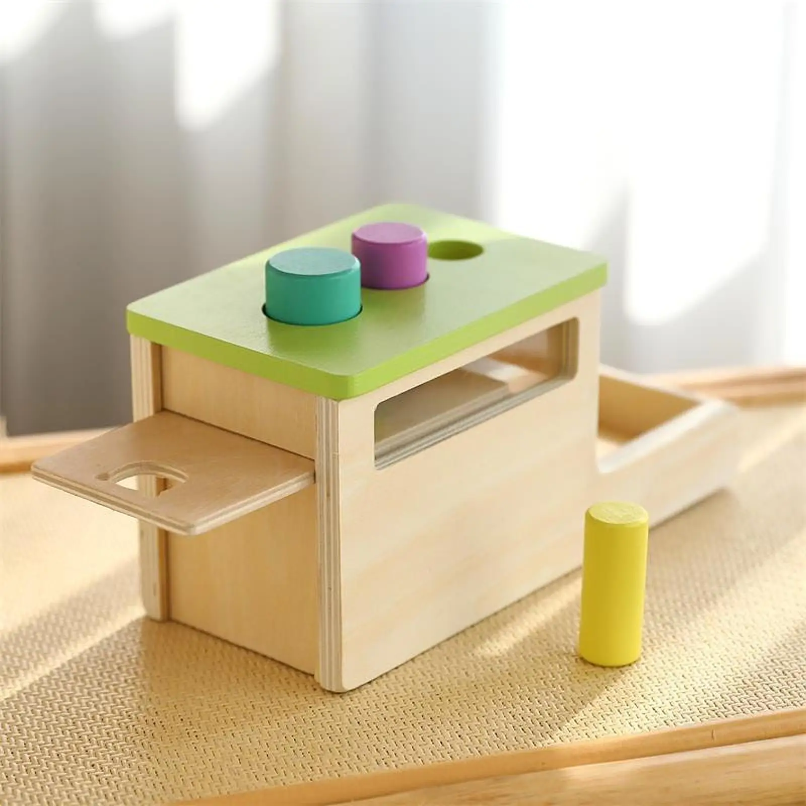 Object Permanence Box with Tray Matching Box Color Shape Sorting Montessori Toy for 2+ Year Old