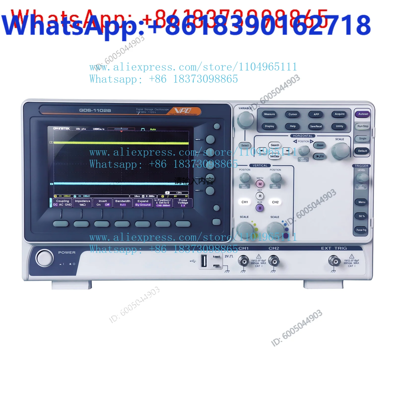 Digital Storage Oscilloscope 100Mhz - GDS1102B 100 MHz tweekanaals digitale opslagoscilloscoop
