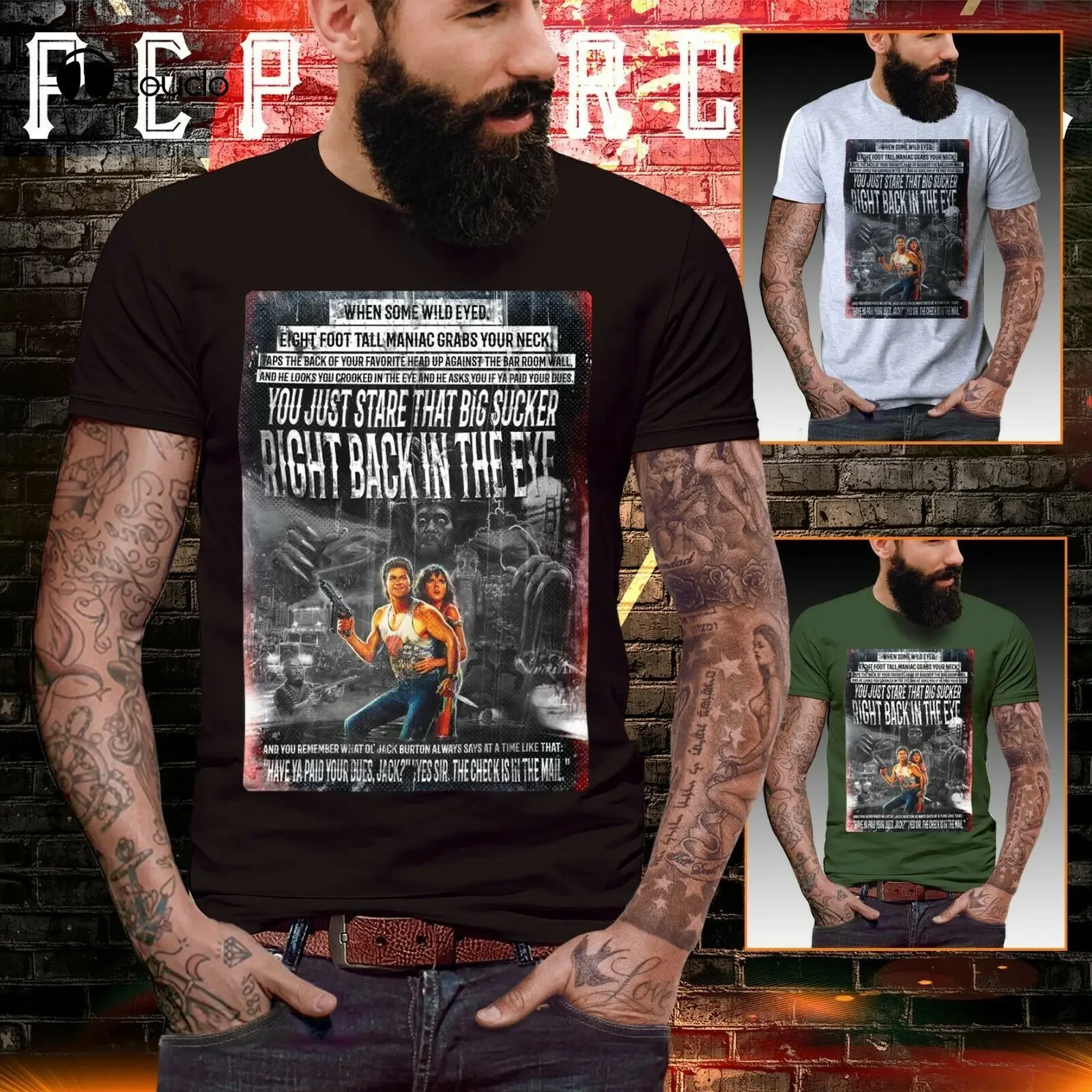 Big Trouble In Little China T Shirt Rare Poster Funny Jack Burton Quote Mens Top