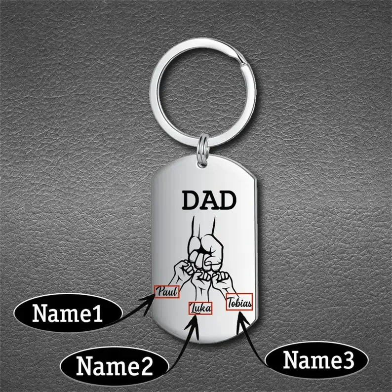 Personalized Custom Dad Keyring with Kids Name Family Keychain for Father Stainless Steel Papa Key Rings Father\'s Day Gift 2024