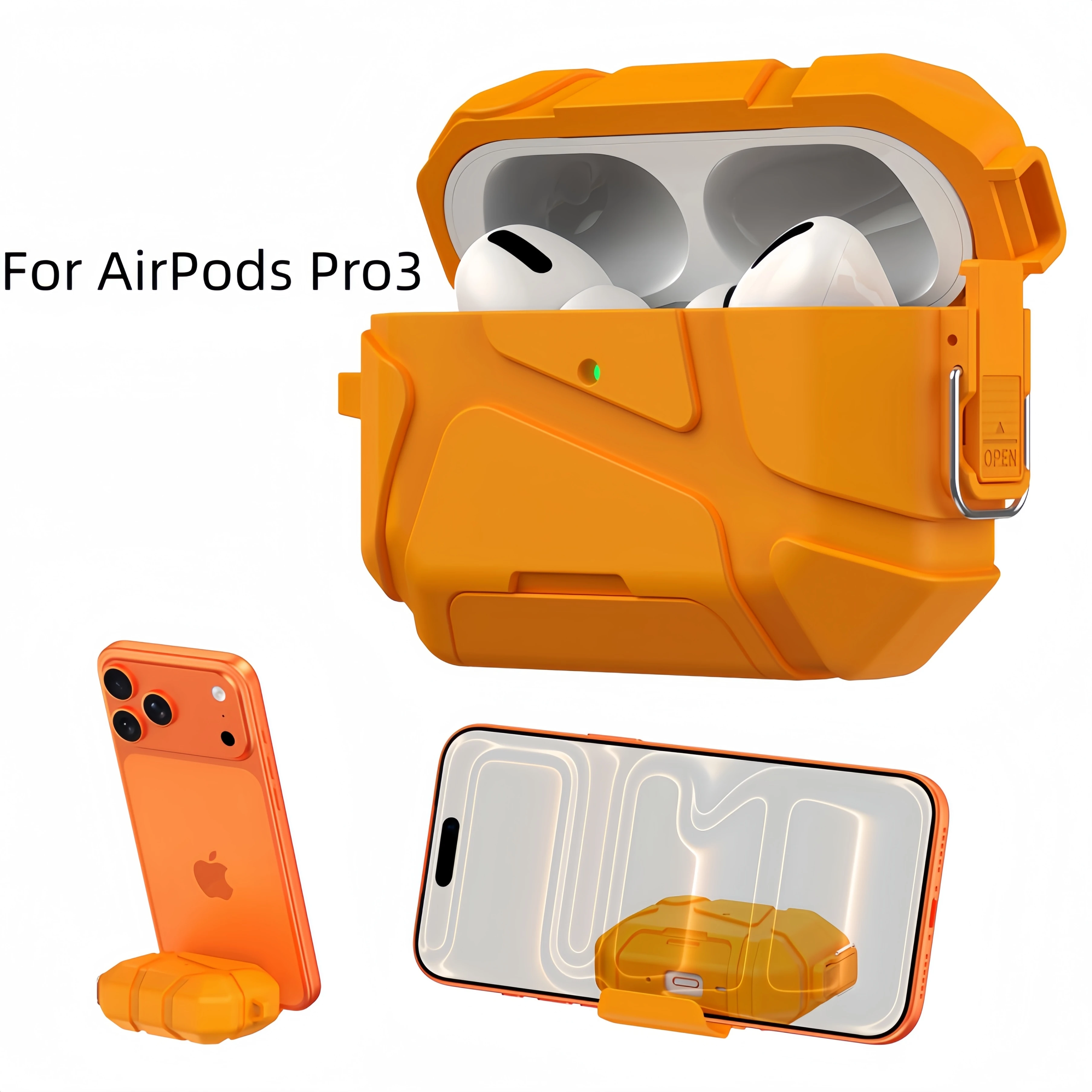 

2025 New Case for Apple AirPods Pro 3 Cover Advanced Anti-fall Protective Cases For AirPods Pro 3 Headset Box With Carabiner