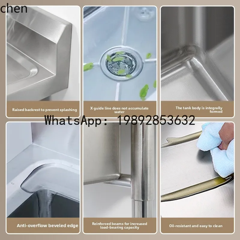 YFY Thickened 304 Commercial Stainless Steel Sink Single Double Triple Basin Vegetable Washing Dishwashing Sink