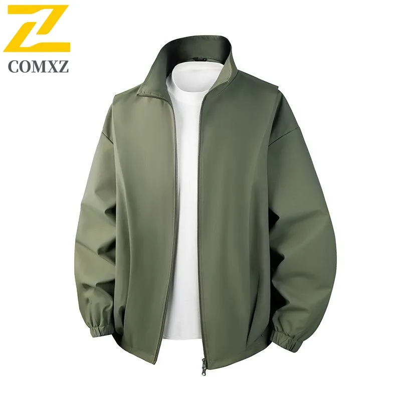 

COMXZ Men Jacket 2025 Vibe Streetwear Solid Color Outdoor Camping Travel Tooling Jacket Autumn Lightweight Windbreaker Jacket