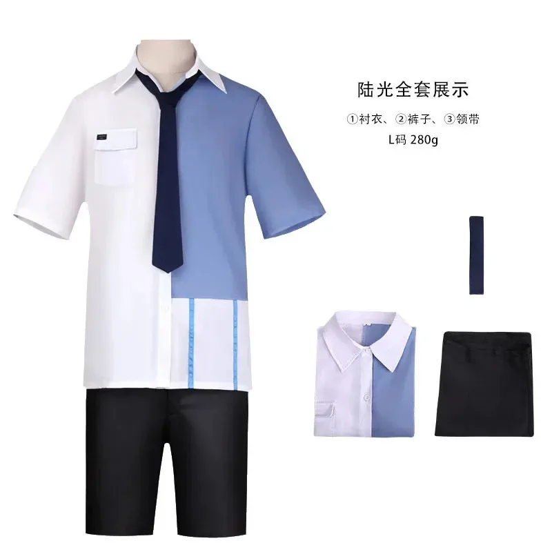 Anime Link Click Lucas Cosplay Costume White Short Lu Guang Blue Shirt Pant Hat Full Set Daily Clothing Halloween Suita;3,v'5.t;