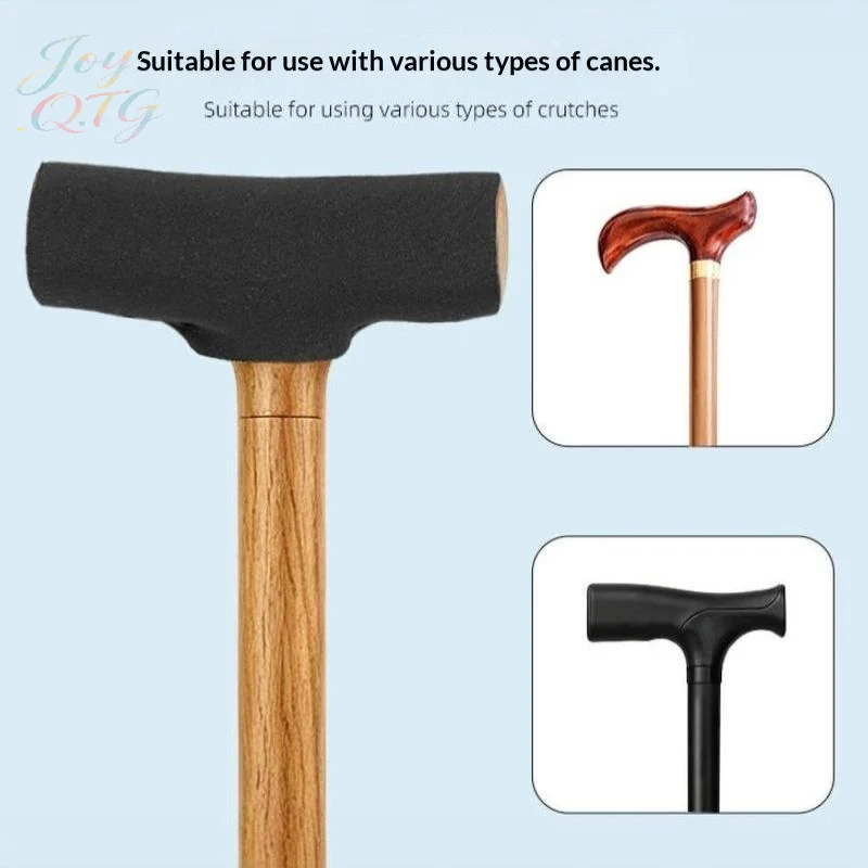 Hot 1Pcs Soft Anti Slip Cane Handle Cover Shock Absorption Adjustable Crutch Pads Fit For Elderly Daily Walking Aid Accessories