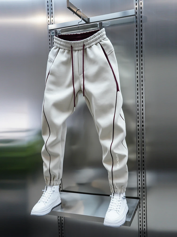 

Мужские повседневные спортивные брюки-джоггеры премиум-класса с вставками, свободного кроя, осенне-зимние, с эластичным поясом