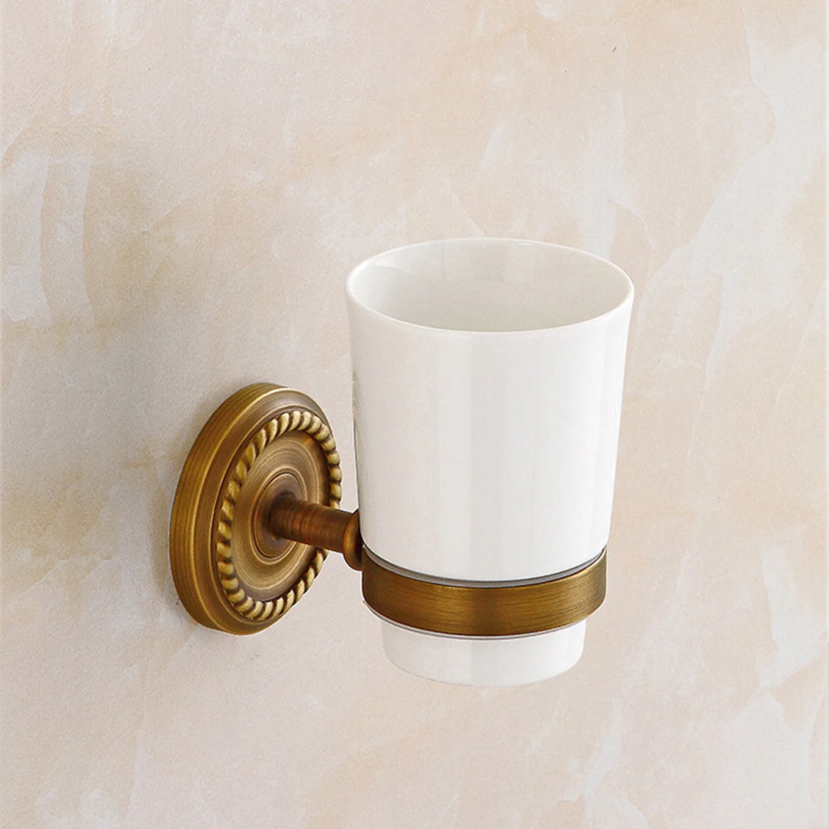 

Rust Free Copper Toothbrush Cup Holder Wall Mounted Ceramic Tumbler Rack Bathroom Organizer Toothbrush Cup Holder
