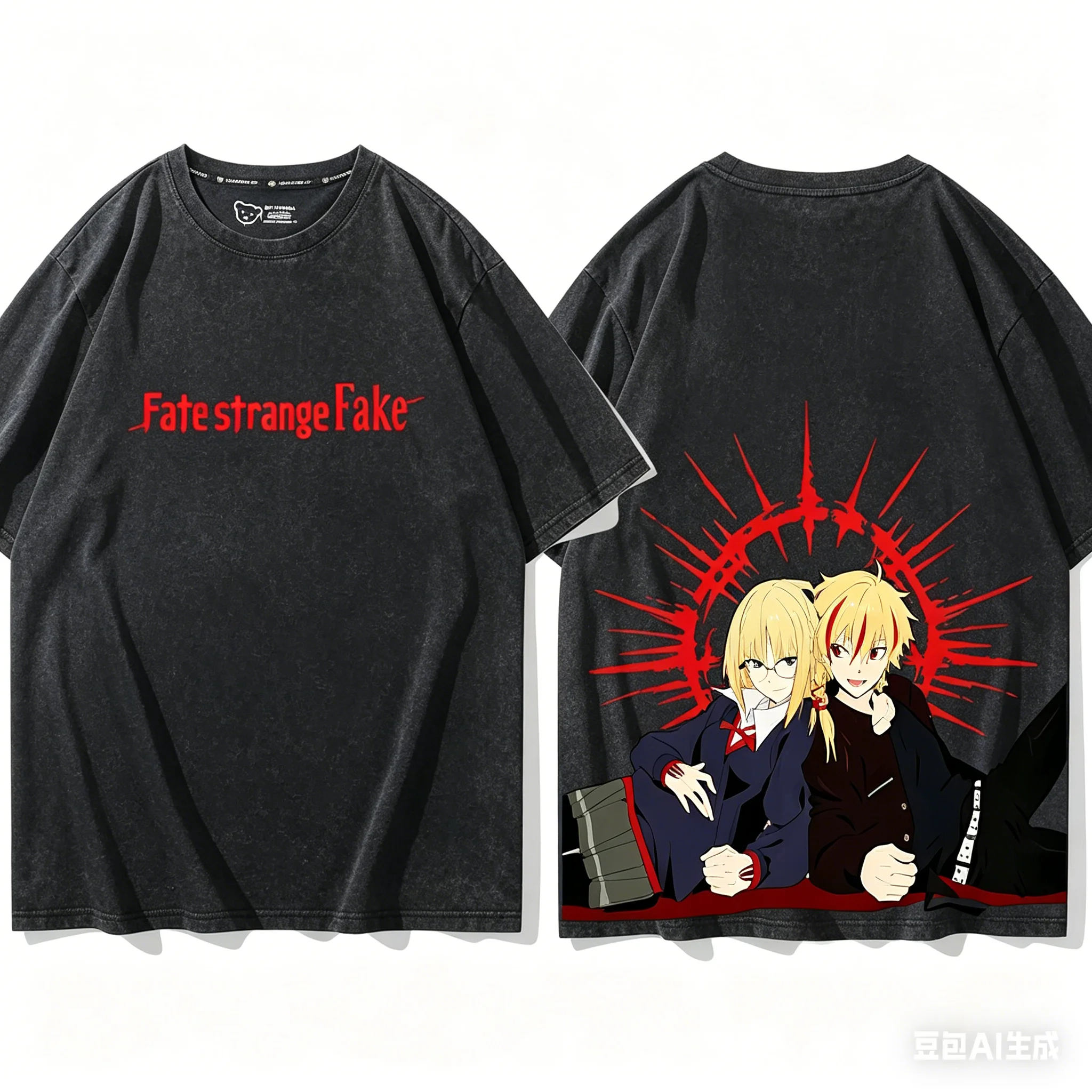 Fate stay Washed T-shirt personality Clothes Plus Size Unisex New Model Anime Tshirt Year round clothing Vintage Loose soft gift