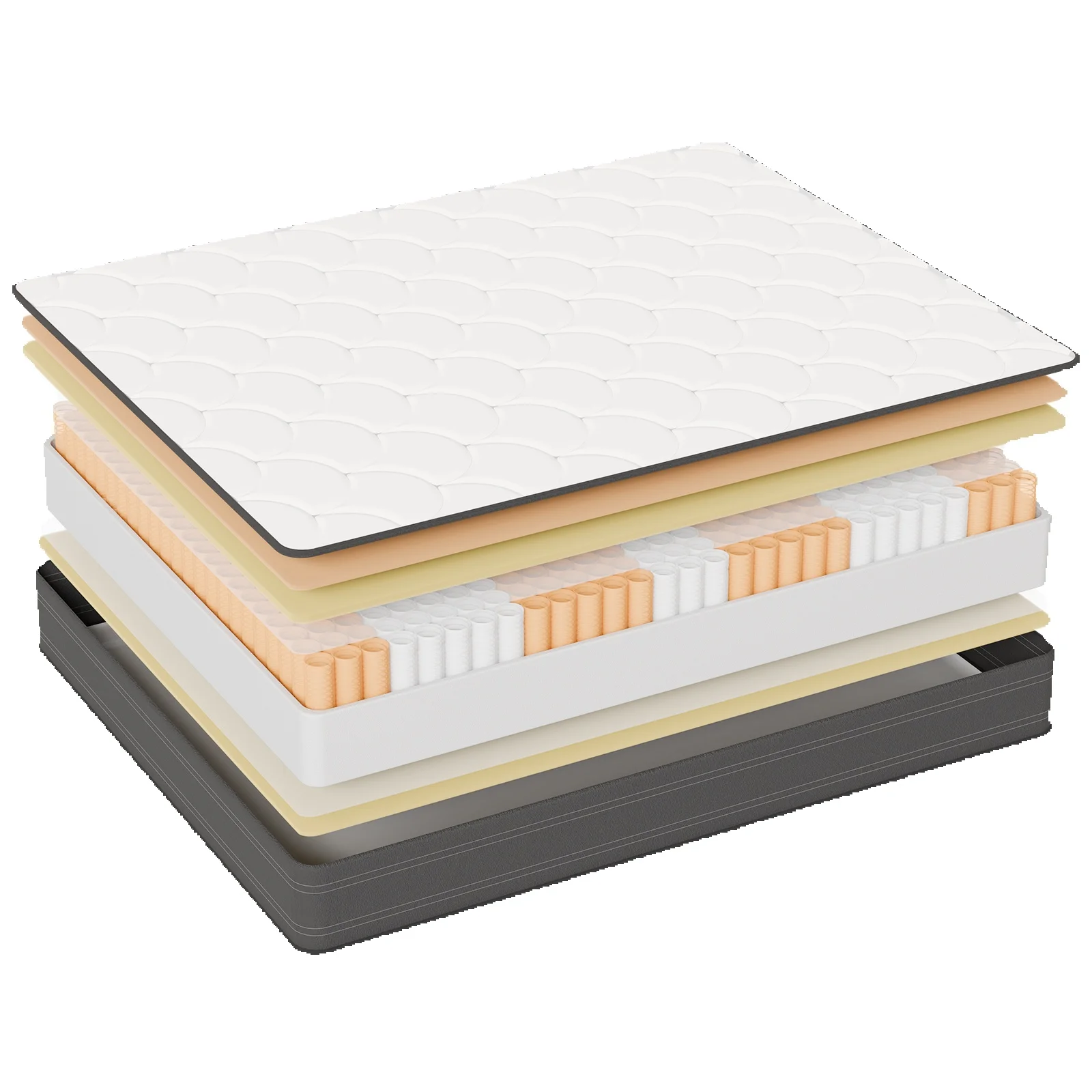 Colchón con resortes de bolsillo 90/140/160/180*200*22 cm - Colchón de 7 zonas con espuma cómoda y soporte estable H4