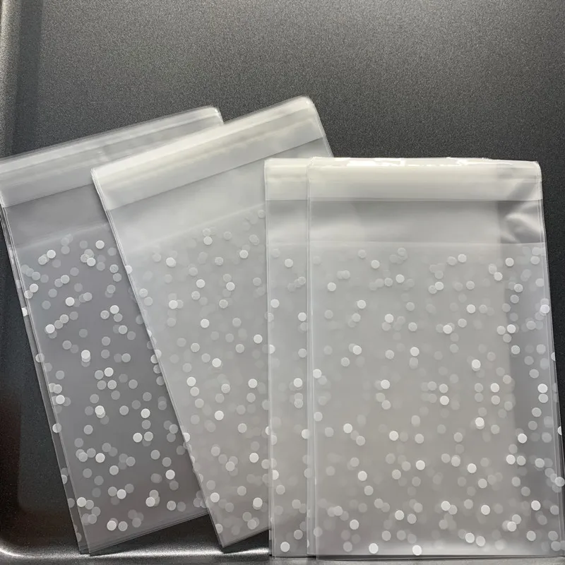 100pcs 5 size White Dots Transparent Frosted Plastic Wedding Cookie Candy Bag Christmas Birthday Party Wedding Gift Bag