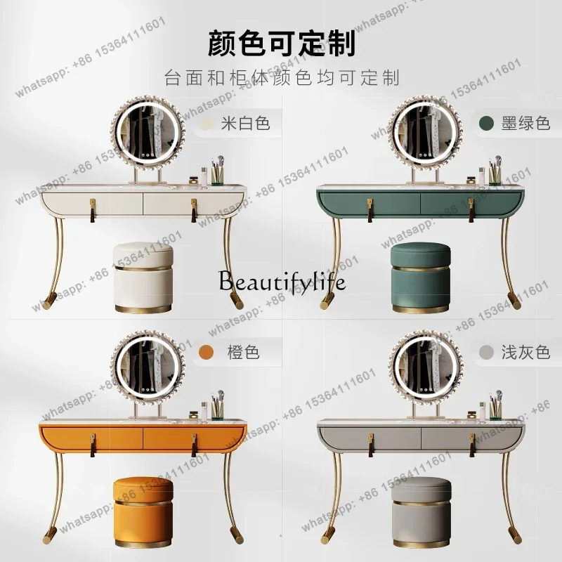 D06 Light luxury makeup table villa large flat floor high-end solid wood marble dressing table