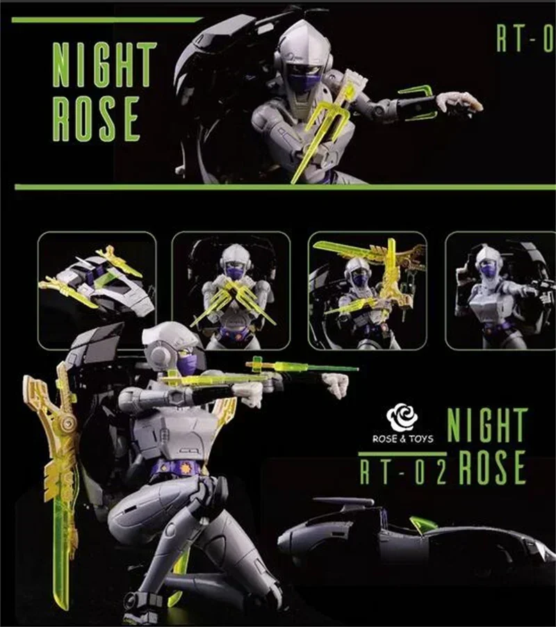 ألعاب التحول المتوفرة RT-01 شخصية الحركة، طريقة التحول، RT01، Arcee Rose RT-02، RT02، Night Bird MP ActionFigure