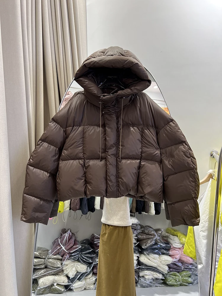 Short Women Jacket 2025 New Coats Down Hooded Thick Warm Puffer Jacket Loose Korean Parkas Quilted Outerwears Winter Coat Female