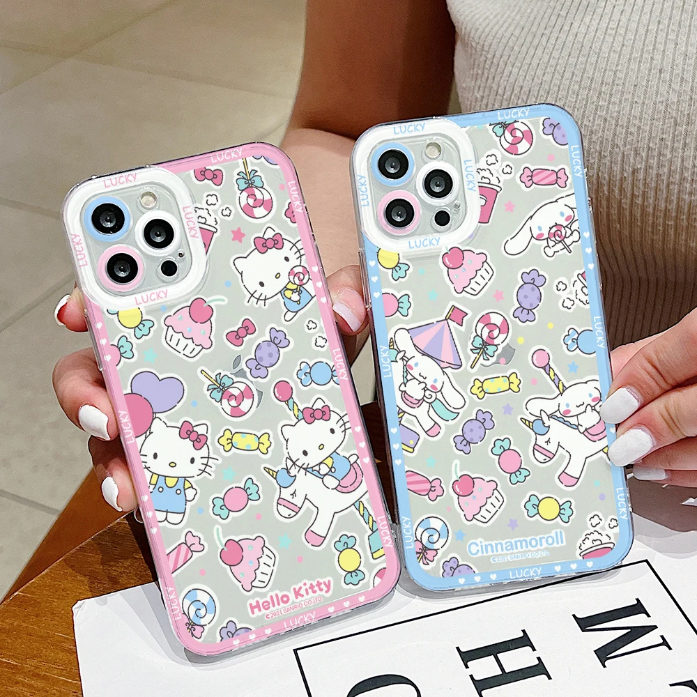 Cinnamoroll Hello Kitty Phone Case for Xiaomi Redmi 14C 13C 12C 10C 9C A3 Note 13 12 11 10 9 Pro Plus 4G 5G Clear TPU Soft Cover