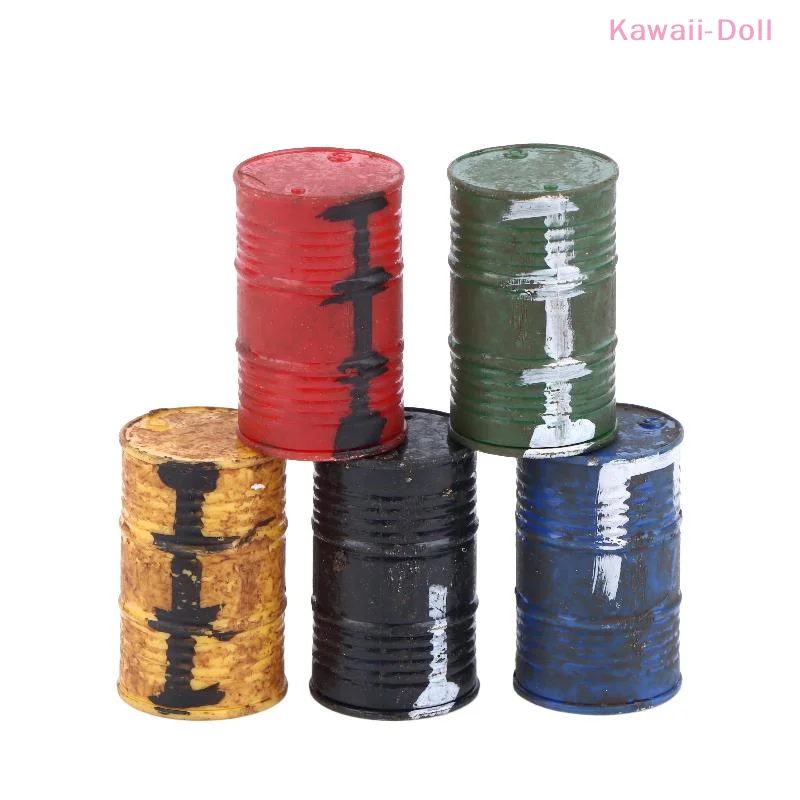 [DO]5PCS Miniature Vintage Oil Bucket Model Weathered Plastic Fuel Drum DIY Scene Layout Decoration For Diorama Sand Table[DO]