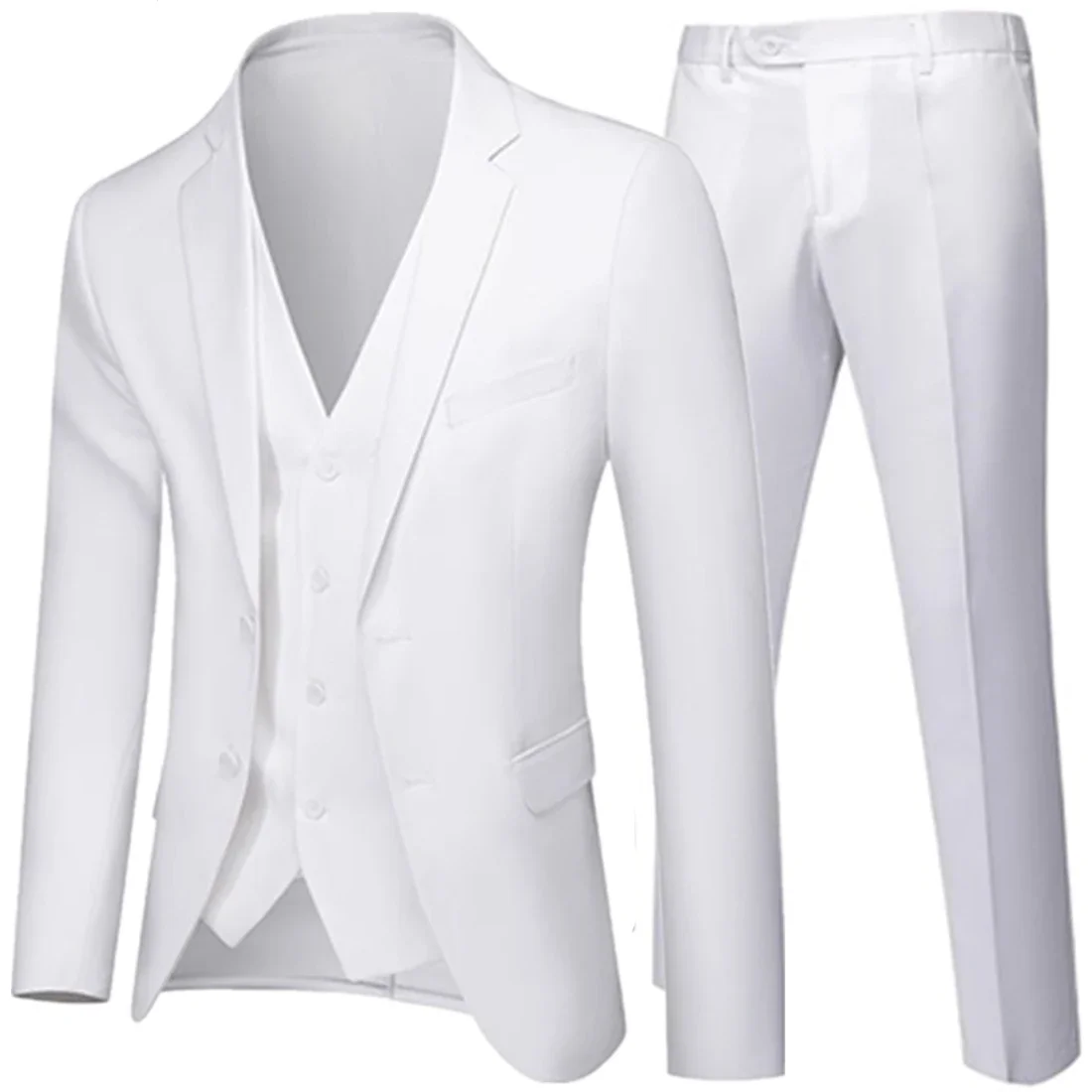 Business Gentleman 3 Suit Pieces Sets   Groom Wedding Classic Solid Slim Dress Men High End Jacket Trousers