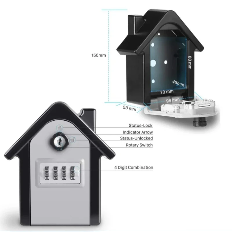 Caja de almacenamiento de Metal antirrobo para llaves, caja fuerte de seguridad multiusos, uso en interiores y exteriores