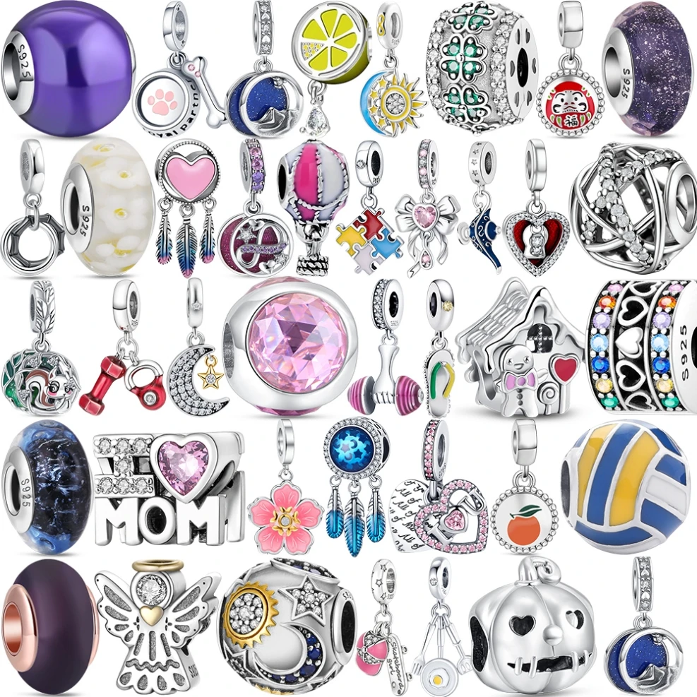 Bestseller 925 Sterling Silber Original Perle Blumen-Heißluftballon-Design DIY Charms Armband Zubehör Modisches Überraschungsgeschenk