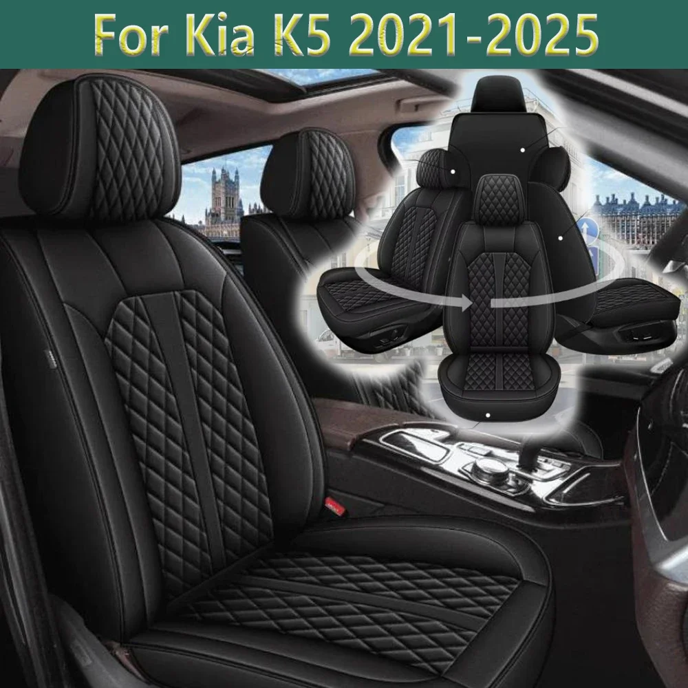 

For Kia K5 2021 2022 2023 2024 2025 PU Leather Car Seat Cushion Full Set Waterproof Anti-Slip 5 Seats Auto Interior Accessories