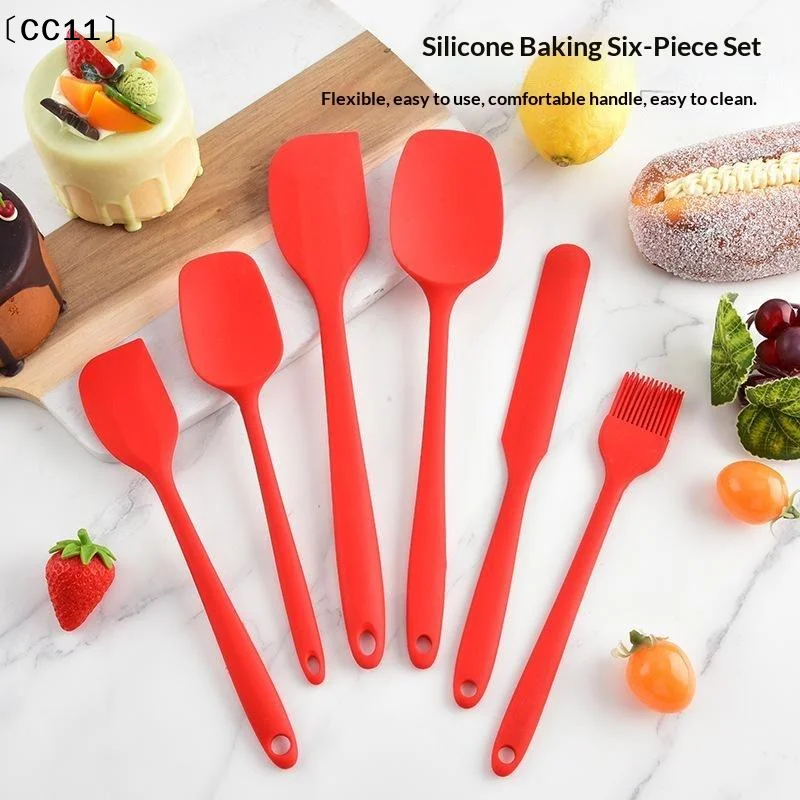 6Pcs Silicone Spatula Set Food Grade Heat Resistant Non Stick For Baking Cooking Mixing Scraping Non Scratch  Utensils​〔CC11〕