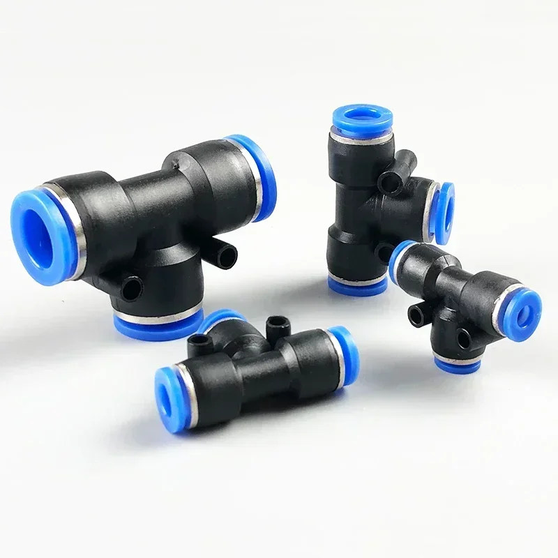 pneumatic connector PE air connector, 20/100 quick connector 4mm 6mm 8mm 10 12MM Tee 3Way pipeline connector p pipeline