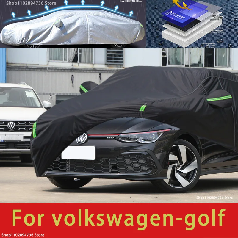 For Volkswagen Golf Fit Outdoor Protection Car Covers Snow Cover Sunshade Waterproof Dustproof Exterior black car cover