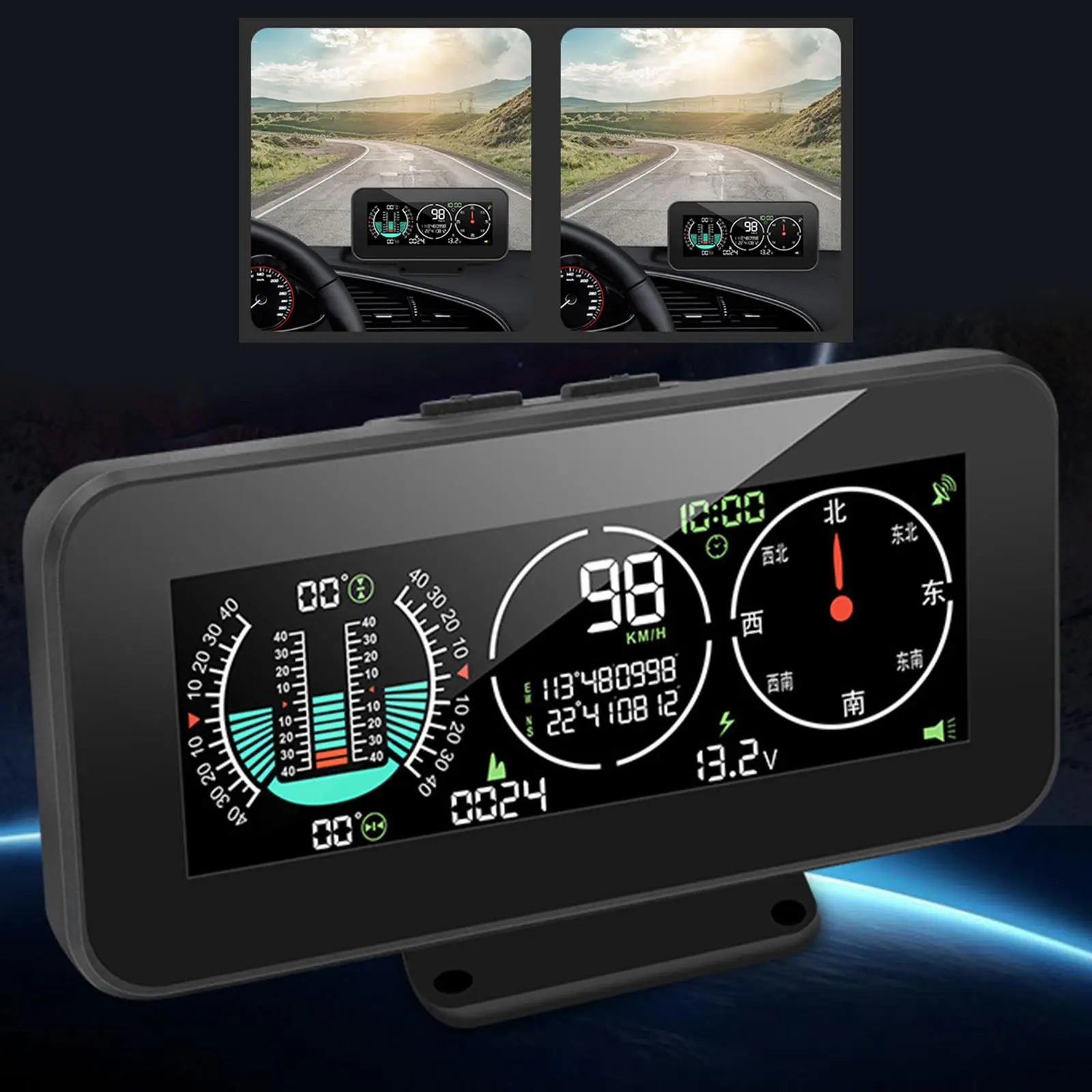 HUD Heads up Display Car Compass Inclinometer for Vehicles Suvs Buses