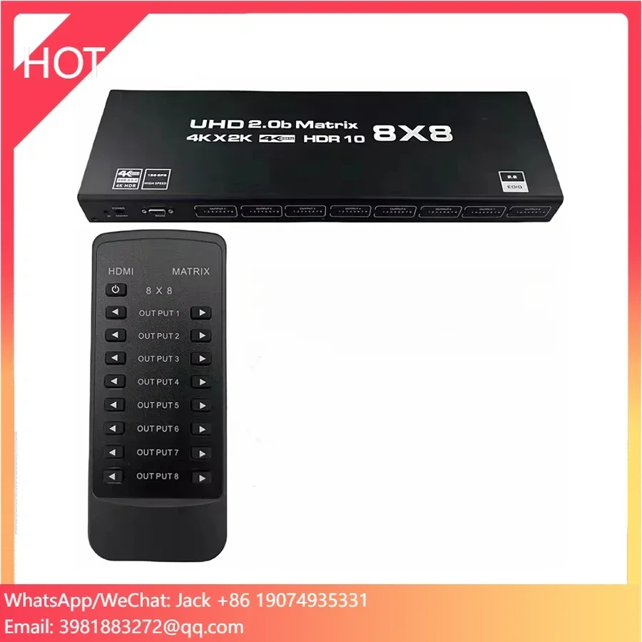 4K Matrix 8x8 8 em 8 Out2.0 Switch Splitter Box com controle remoto 4K 60Hz RS232