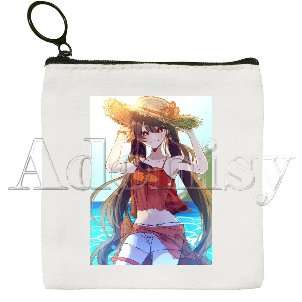 Genshin Impact Hu Tao Kawaii Game Mini monedero de lona para estudiantes, estuche para monedas con cremallera, estuche para llaves femenino