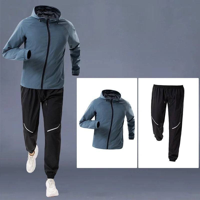

Luxury 2025 Autumn Men Running Sets Korean Style Two Piece Windproof Sportswear For Plus Size Outdoor Running And Gym Activities