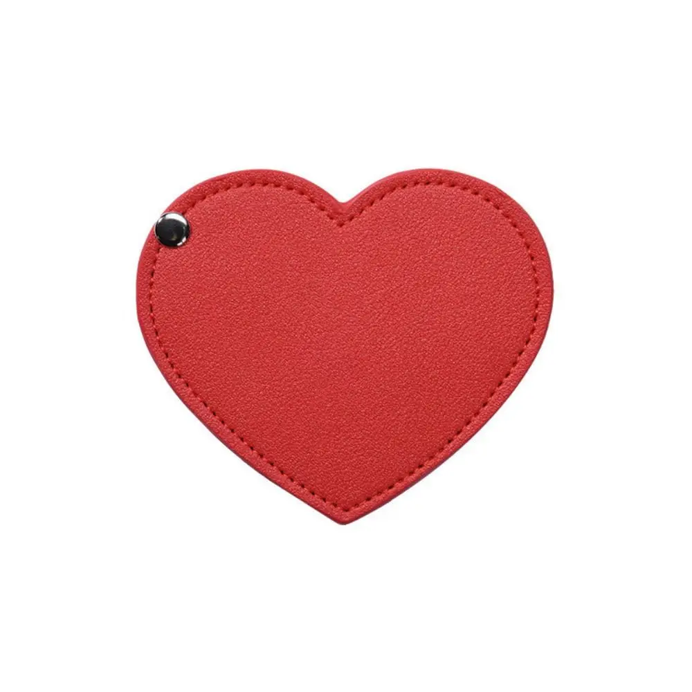 Mini Portable Heart Compact Mirror Solid Color Ultra-thin Makeup Mirror PU Leather Unbreakable Cosmetic Mirror Travel