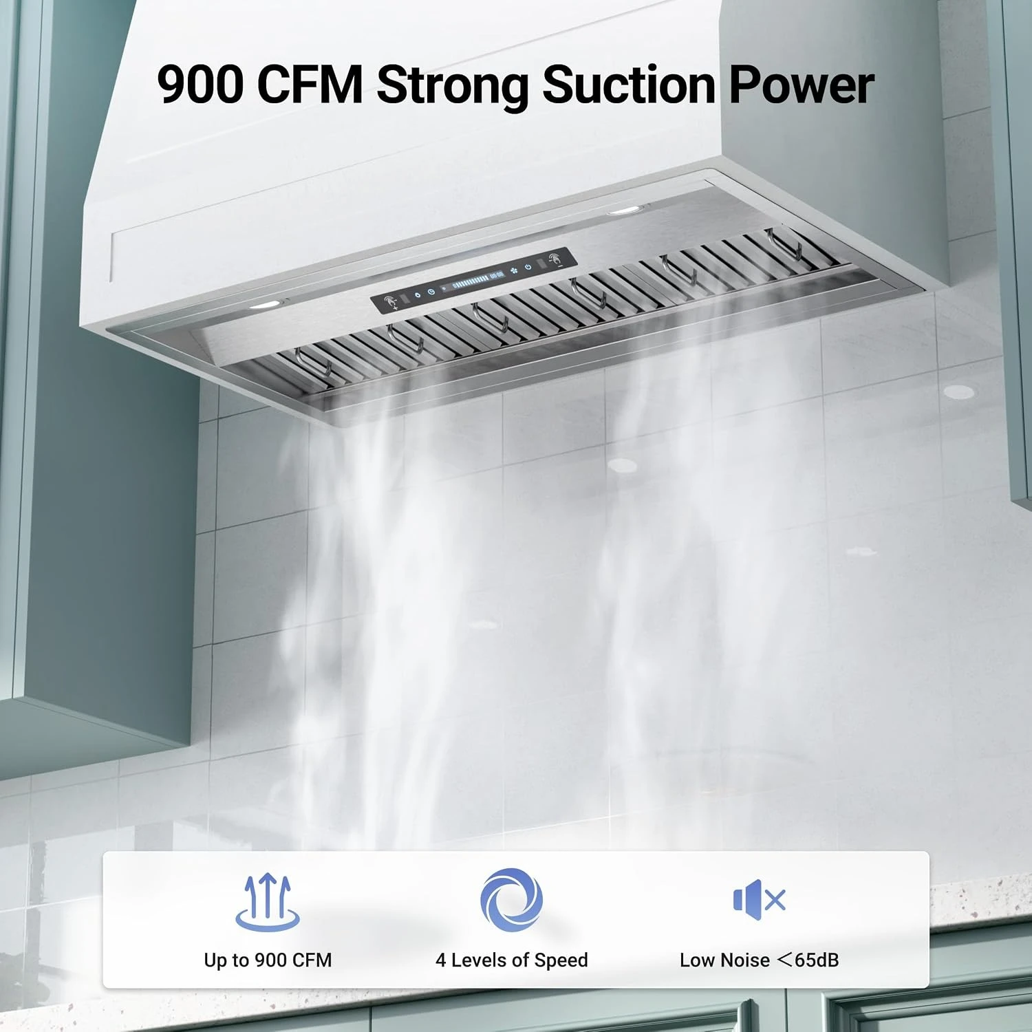 Range Hood Insert 42 inch 900 CFM, Stainless Steel Vent Hood, Customized