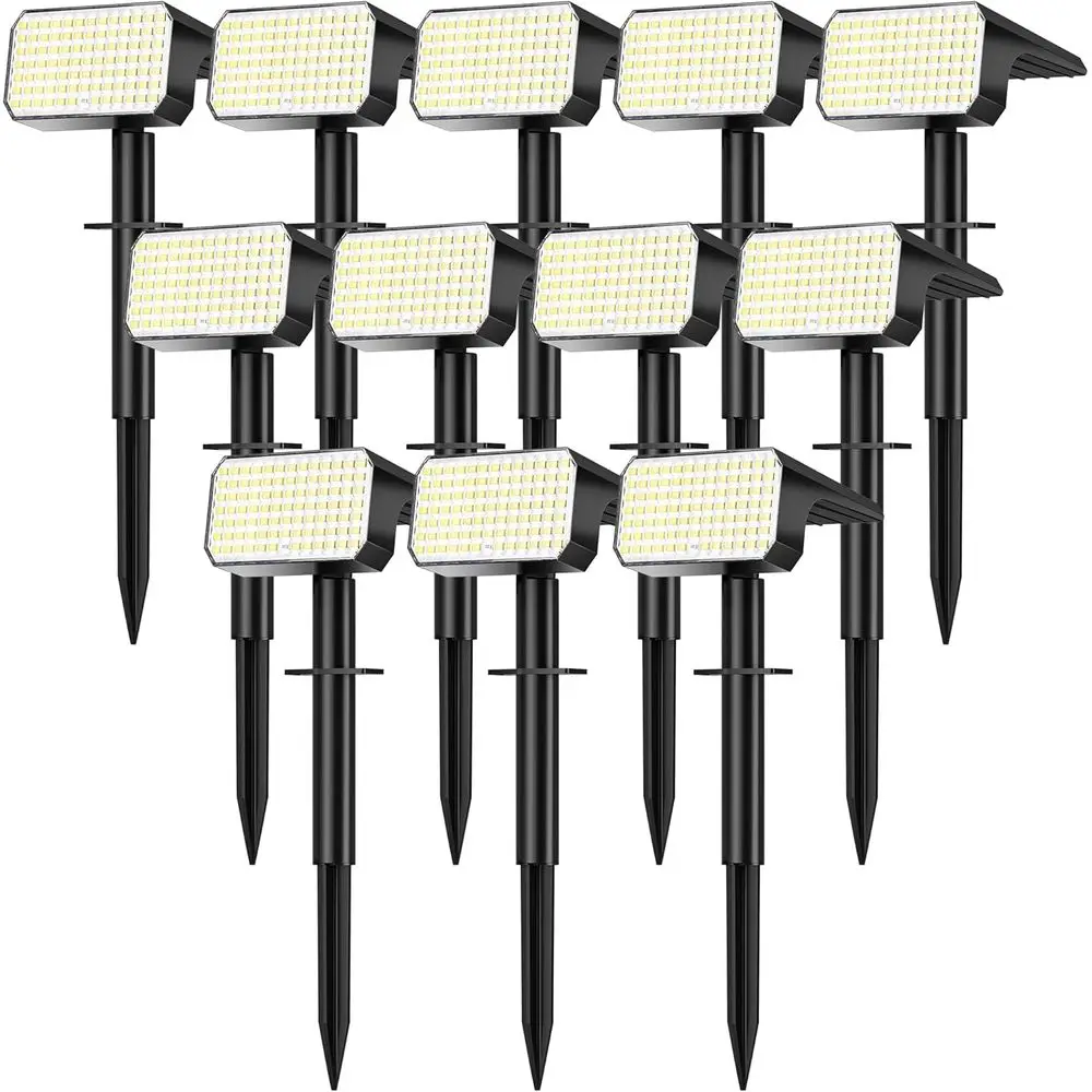 

Outdoor Waterproof IP67 LED Spotlights, 12 Pack, 90 LEDs, 4 Modes, Auto ON/OFF, Cool White for Yard and Garden Lighting