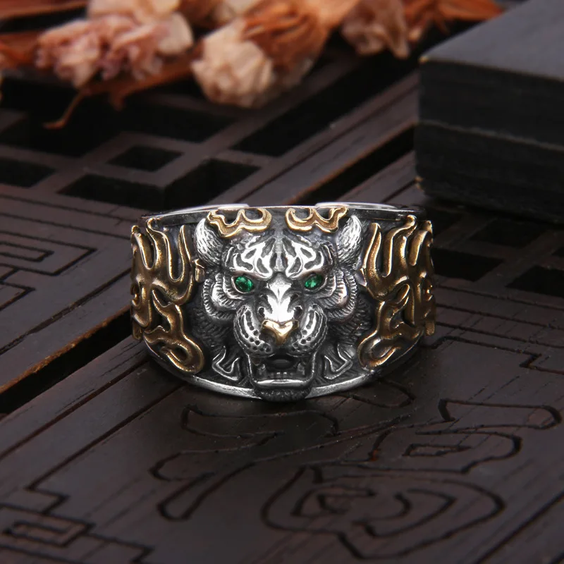 JICAI Lion King Ring For Men Ring Sterling Thai Silver 925 Trend 2023 Leo Gift Luxurious Mythical Animals Brave Troops Tiger