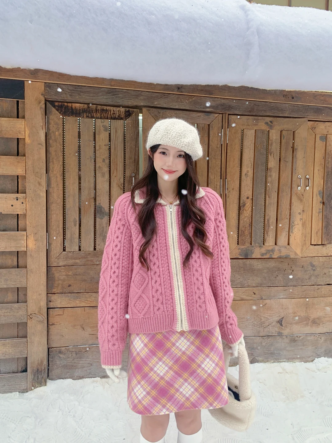 

Уютный вязаный кардиган Cozydays цвета Raspberry Pink с воротником, женский, зимний, теплый, свободный, вязаный, на пуговицах, милый стиль