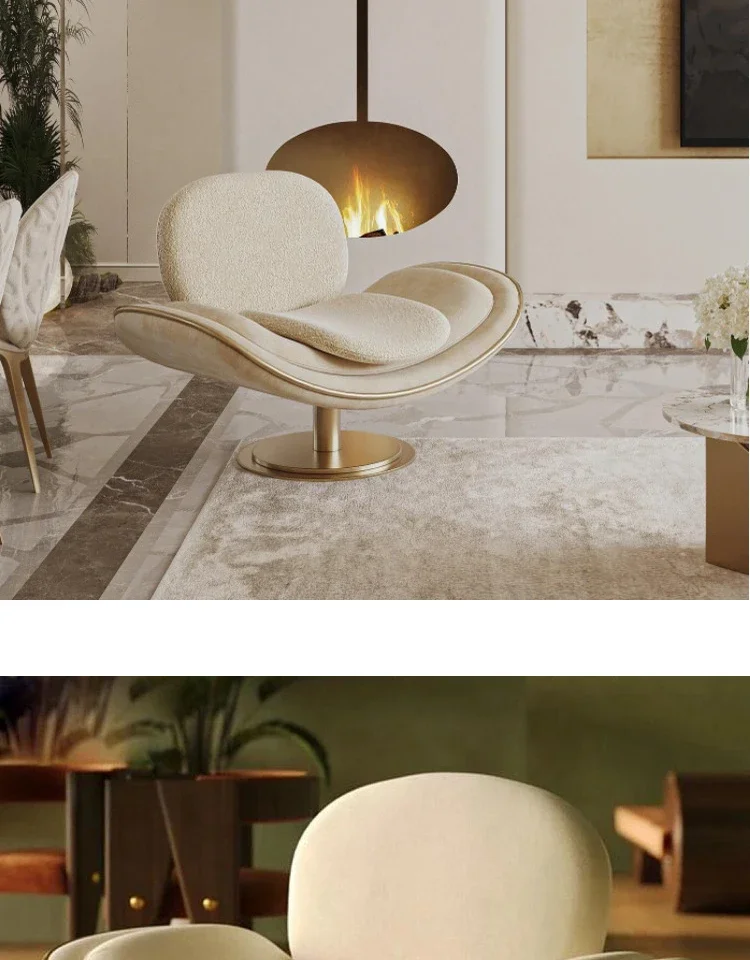 Sillón de diseño ligero de lujo elegante con pétalos de sonrisa, silla trasera informal de metal para hotel