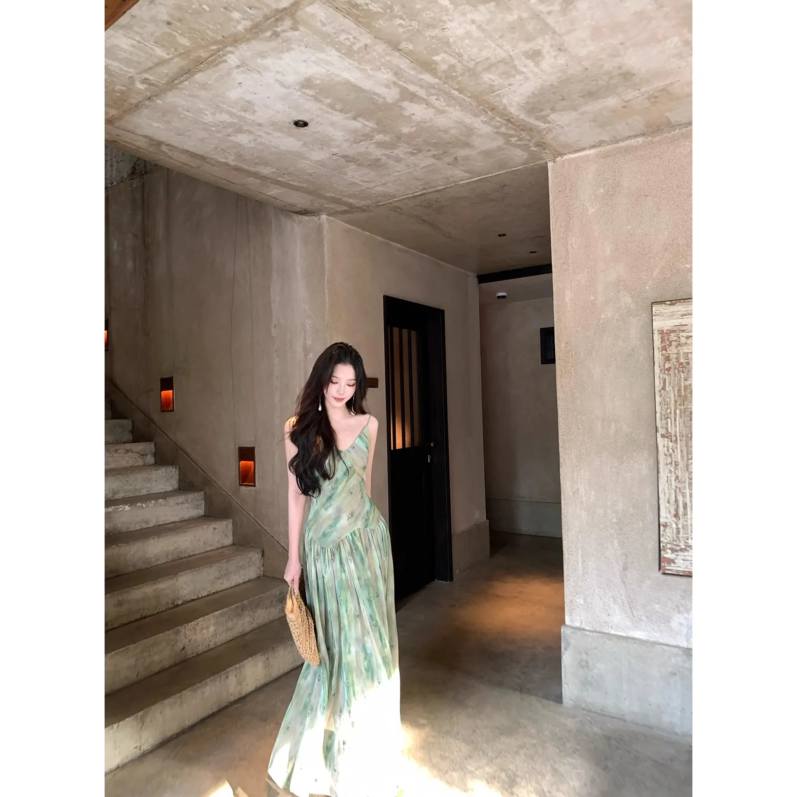 Elegancka długa sukienka maxi w kwiaty dla kobiet bez rękawów z wysoką talią sukienka w kształcie litery A letni strój Boho Chic na wakacje na plaży