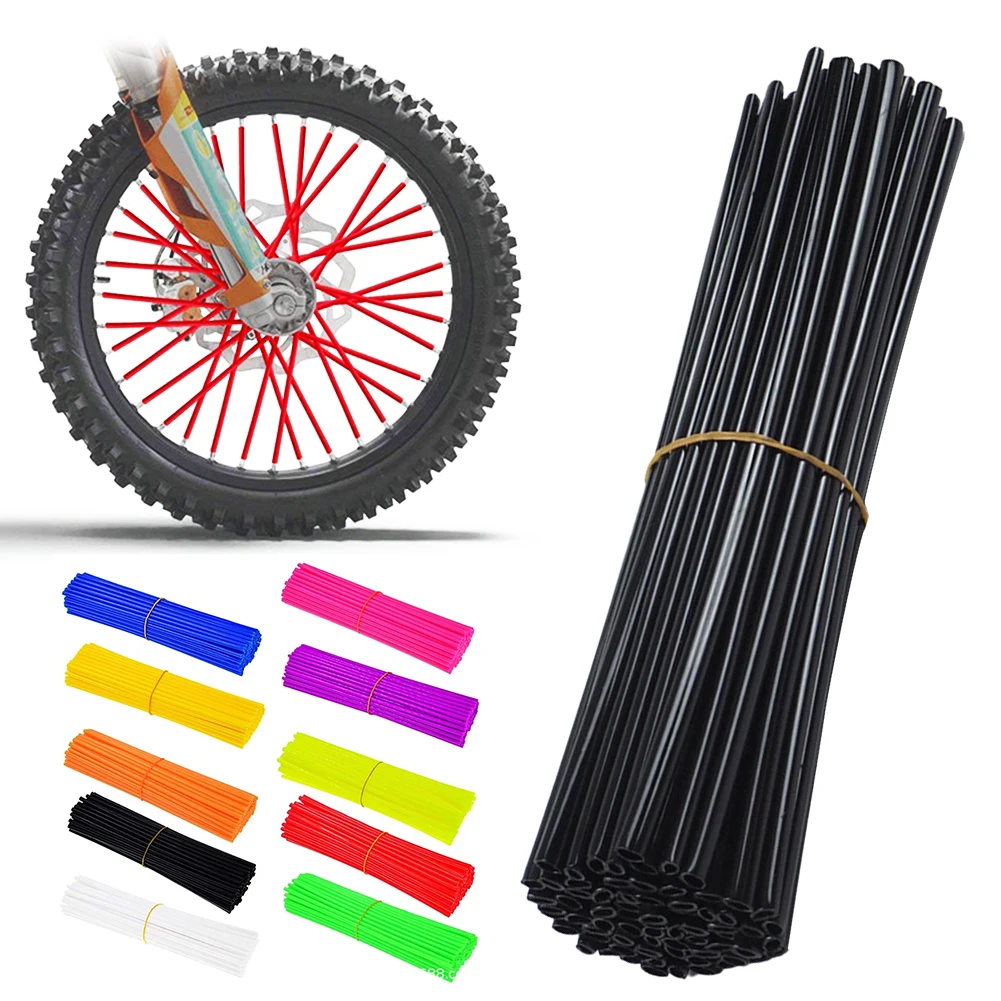 36Pcs Motorcycle Wheel Spoked Protector Wraps Rims Skin Trim Covers Pipe For Motocross Bicycle Bike Cool Accessories 12 Colors