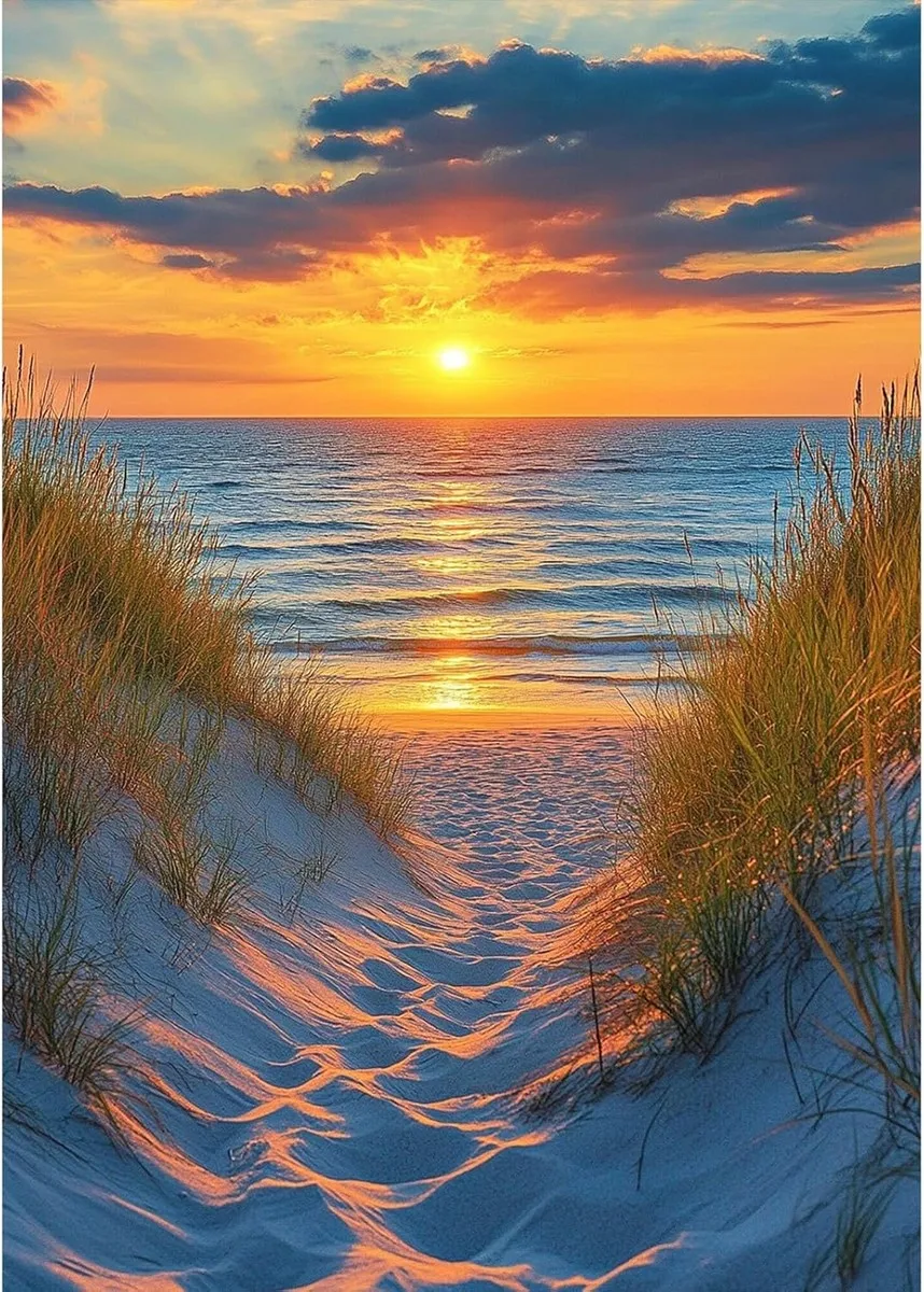 

JMINE Div 5D Закат Пляж море Полная алмазная живопись наборы для вышивки крестом искусство восход солнца 3D краска алмазами