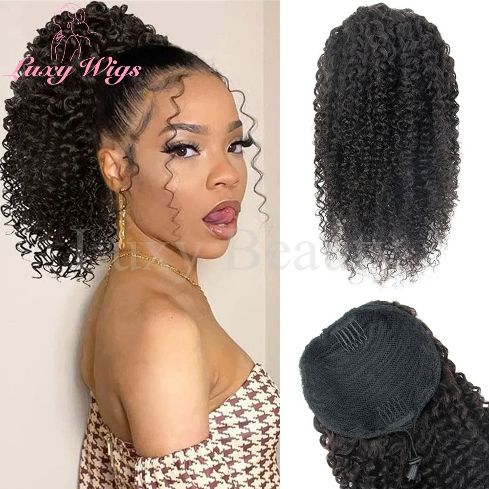 

Drawstring Afro Kinky Curly Ponytail Human Hair Afro Kinky Curly Natural Brazilian Virgin Human Hair Ponytail for Black Women