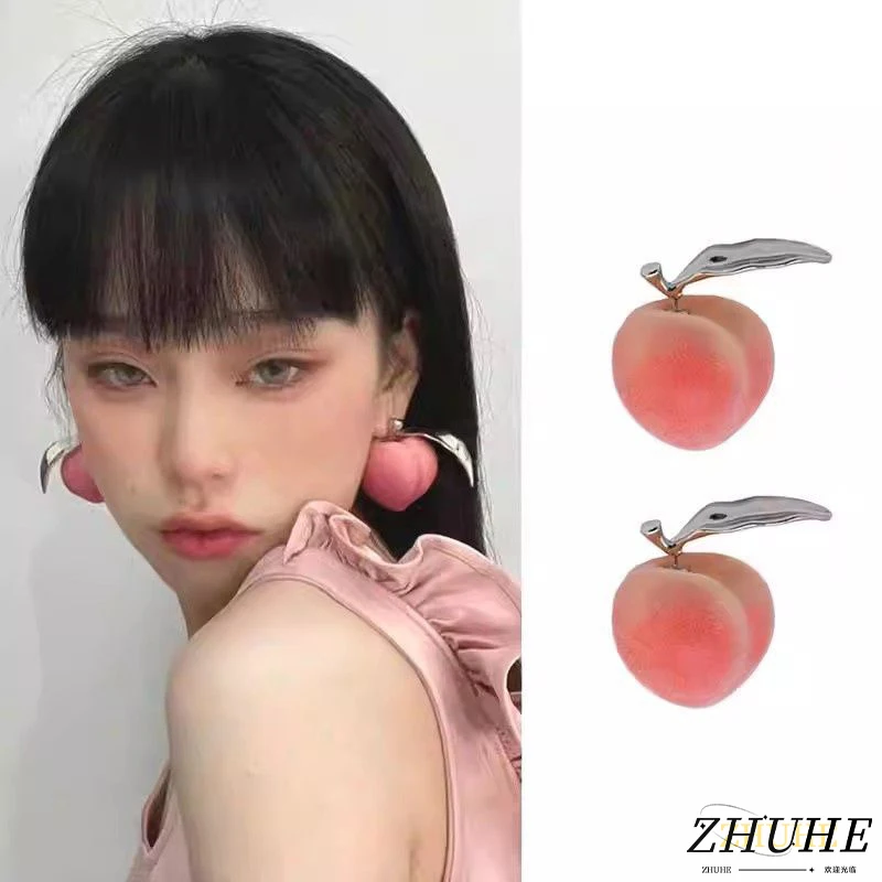 

The Big peach Earrings, With Their Sweet And Romantic Style, Are Perfect For Women's Jewelry Accessories And Party Gifts