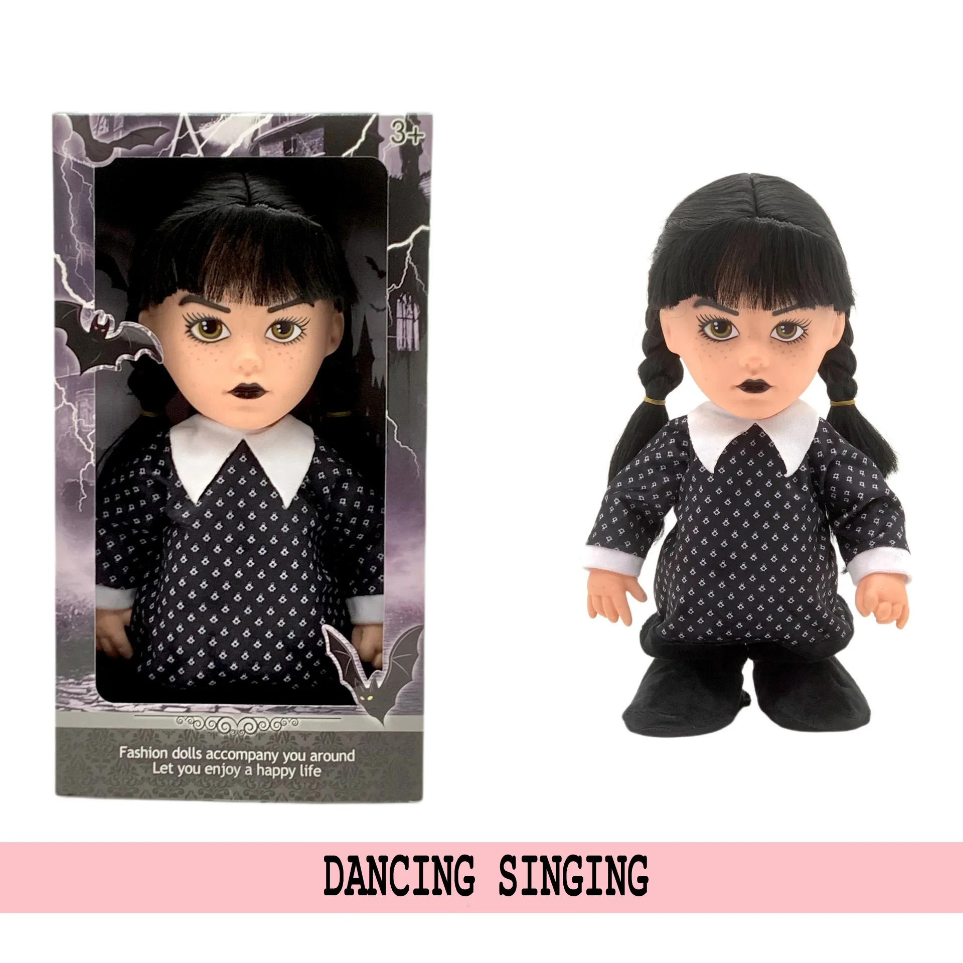 Nueva figura eléctrica de miércoles Addams, bonito juguete que baile y canta, decoración de habitación de muñecas de la familia Addams, colección de dijes para niños