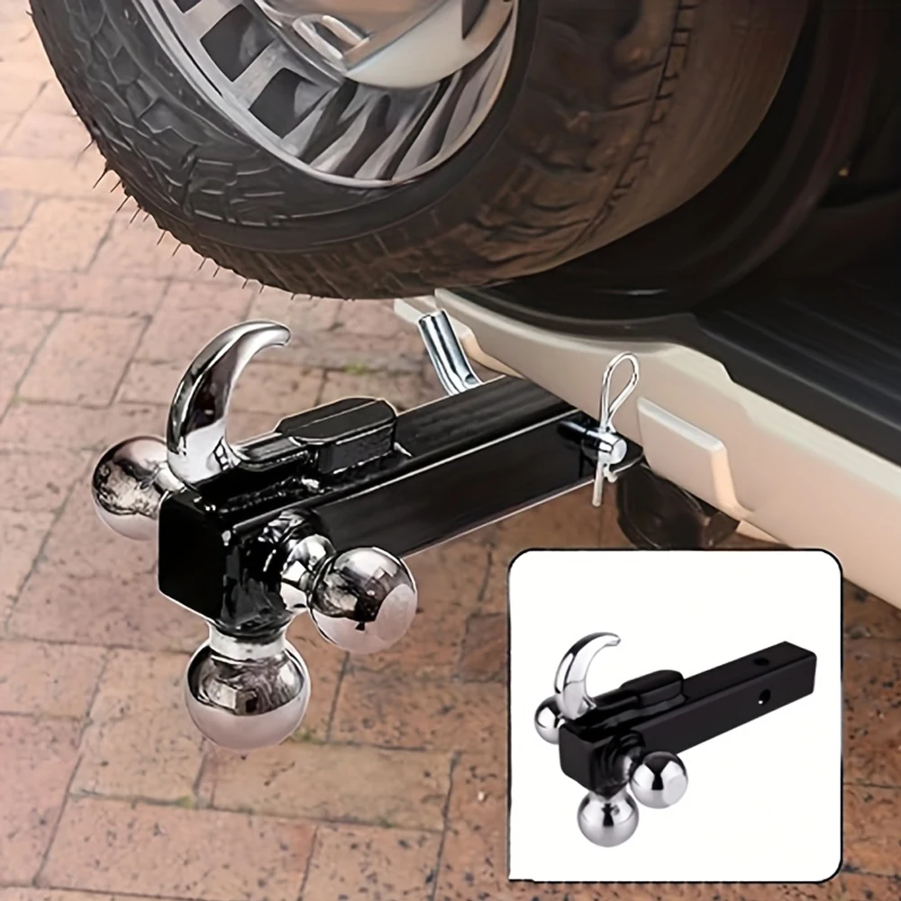 

Trailer Hitch Tri-Ball Mount with Hook, Tactical Tow Hook, Sizes 1-7/8", 2" and 2-5/16", Fits 2 Inch Hitch Receiver