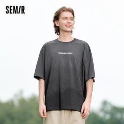 Semir Short-Sleeved T-Shirt Men 2024 New Summer Gradient Casual Wear Simple Printed Top Moisture-Wicking And Sweat-Absorbing