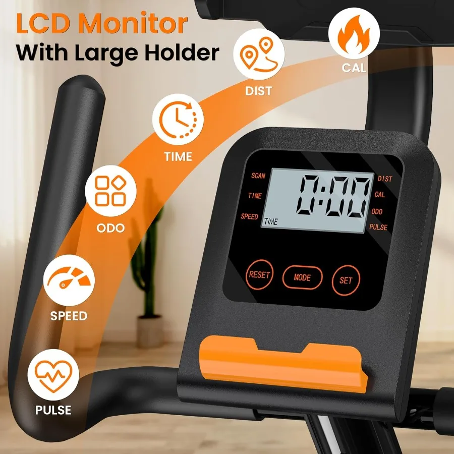 دراجة تمرين مستلق للاستخدام المنزلي مصممة للبالغين وكبار السن تقدم عملية هادئة وتعديل المقاومة 16 مستوىًا #6