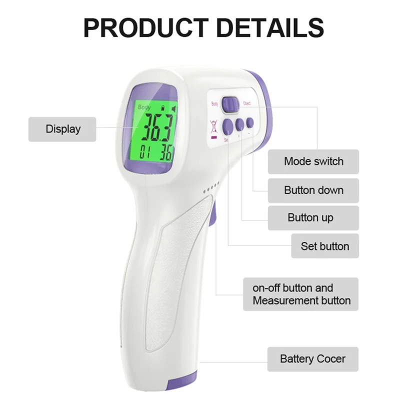 

A47U Инфракрасный термометр Заводской термометр Бесконтактный термометр Детский термометр для домашнего использования