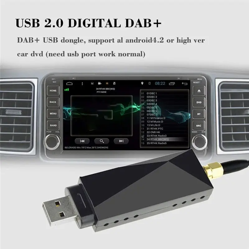 WF-New Radio Tuner+ DAB USB 5V Dongle Receiver 170-240Mhz FM Transmitter Car Audio Adapter Box For Android 5.1 Above Vehicles