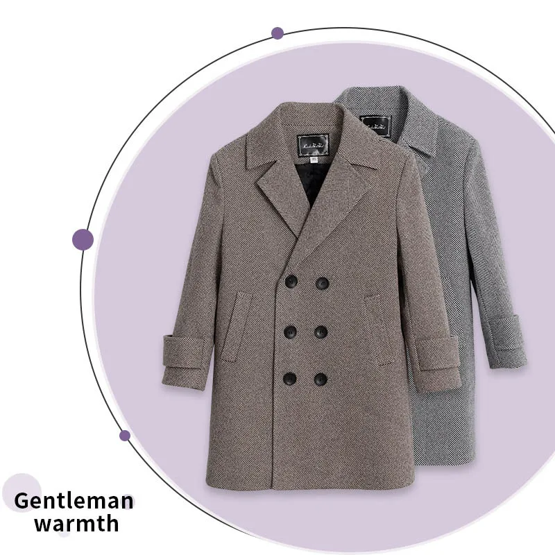 

Boys Girls Christmas Winter Thick Warm Wool Coat Teenager Kids Photography Woolen Coat Child Windproof Outdoor Jacket 2-15Y