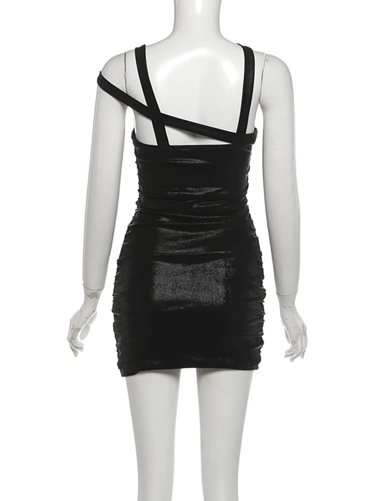 weird Puss Sexy Hollow Kleid Damenmode Kreuz-Schulterkragen Patchwork Rückenfrei Gerafftes Herbst-Trend-Party-Club-Pfirsich-Hüft-Bodycon – Detail 5